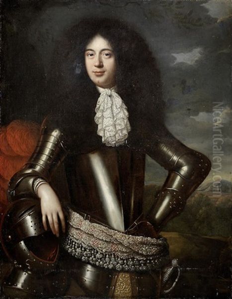 Portrait Of A Gentleman In Armour, Three-quarter-length, With A Landscape Beyond by Pieter Nason