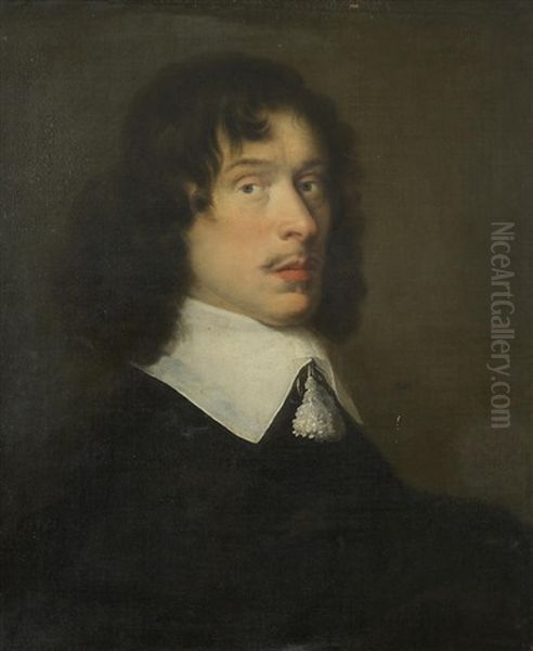 Portrait Of A Gentleman, Bust-length, In Black Oil Painting by Pieter Nason