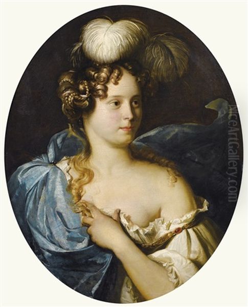 Portrait De Jeune Femme Au Chapeau Bleu Oil Painting by Pieter Nason