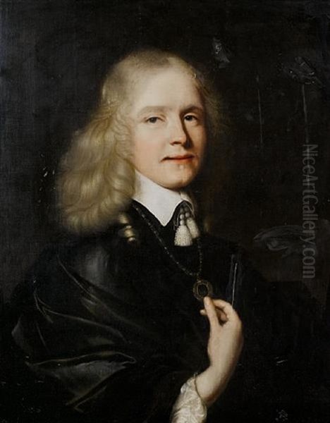 Portrait Of A Gentleman In A Black Mantle And A White Chemise Oil Painting by Pieter Nason