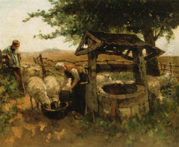 A Shepherd In Love Oil Painting by Willem Van Der Nat