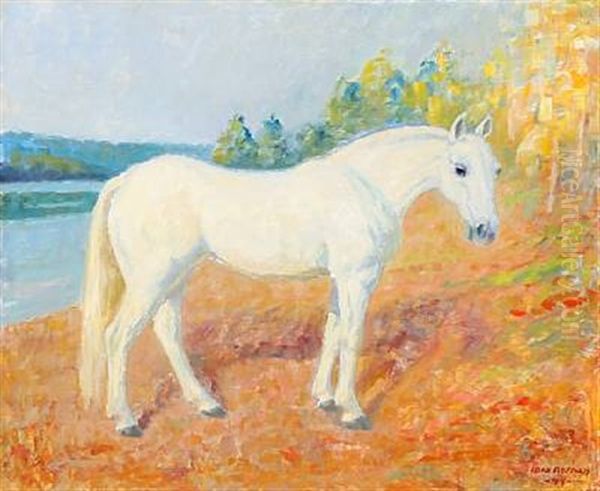 A White Horse Oil Painting by Max Nathan