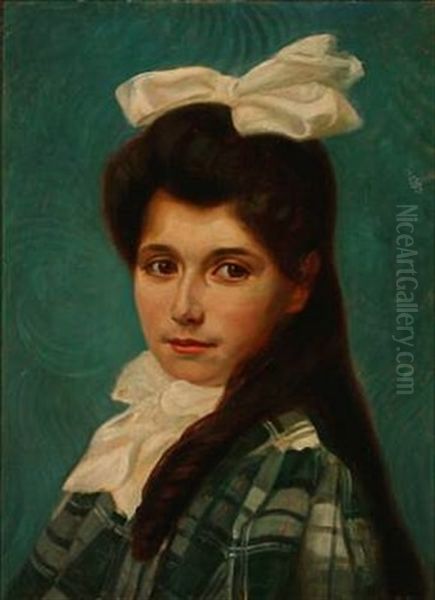 Portrait Of A Young Girl Oil Painting by Max Nathan