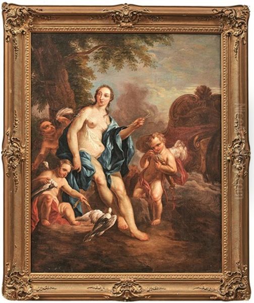 Venus Mit Amor Und Tauben Oil Painting by Charles Joseph Natoire