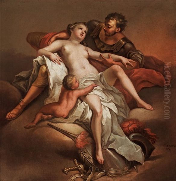 Mars, Venus Och Cupid Oil Painting by Charles Joseph Natoire