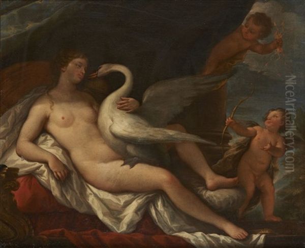 Leda Et Le Cygne by Charles Joseph Natoire