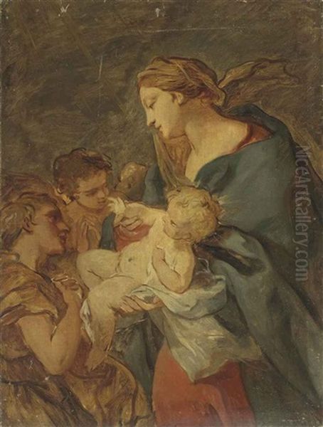 The Virgin And Child With Attending Angels Oil Painting by Charles Joseph Natoire