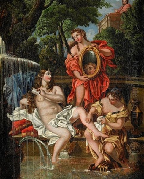 Batseba I Badet Oil Painting by Charles Joseph Natoire