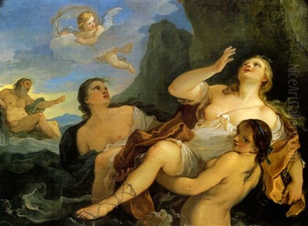 Psyche Se Precipitant Du Haut D'un Rocher Oil Painting by Charles Joseph Natoire