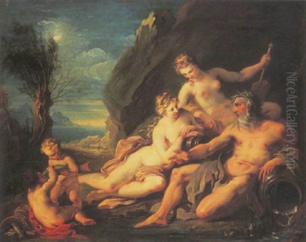 Neptune With Sea Nymphs Oil Painting by Charles Joseph Natoire