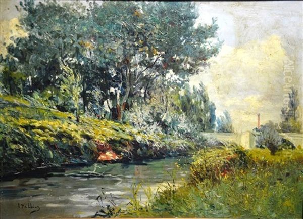 Paysage De Riviere Oil Painting by Louis Nattero