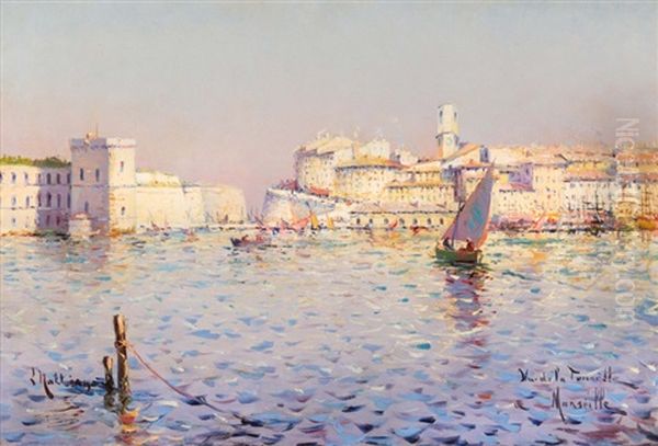 Entree Du Port De Marseille Oil Painting by Louis Nattero