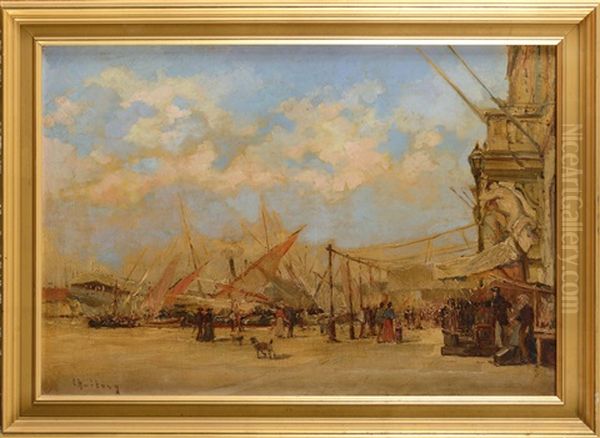 Les Quais Du Port De Marseille Oil Painting by Louis Nattero