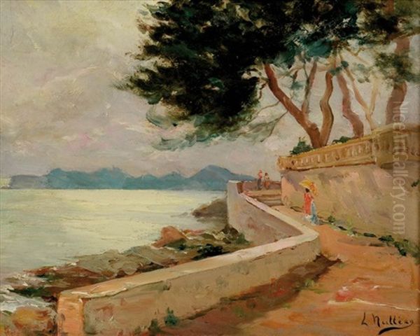 Promenade Sur La Corniche Oil Painting by Louis Nattero