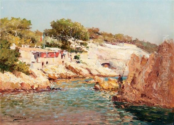 Cabanon De Pecheur A Marseille Oil Painting by Louis Nattero