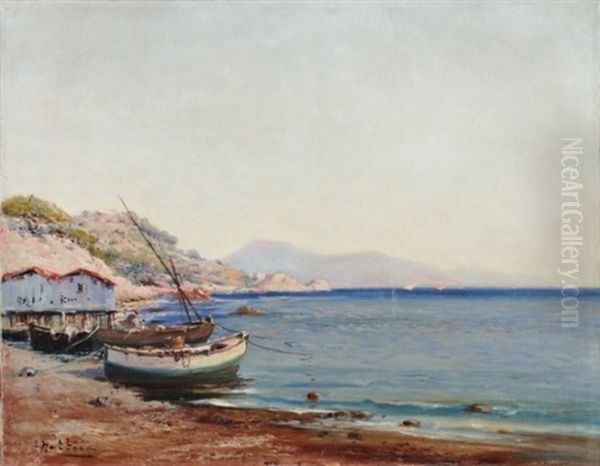 Toulon, Mourillon Cap-brun Oil Painting by Louis Nattero