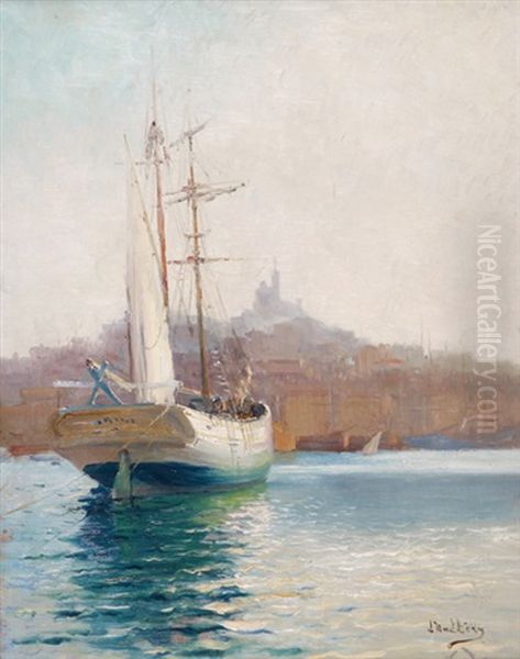 Voilier Arrivant A Marseille Oil Painting by Louis Nattero