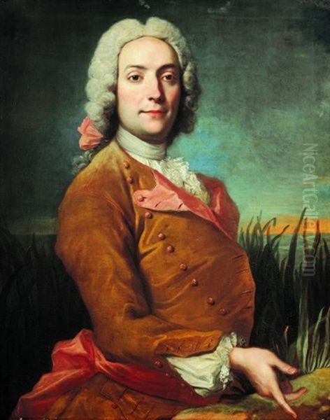 Portrait De Gentilhomme Sur Fond De Paysage Oil Painting by Marc Nattier the Elder