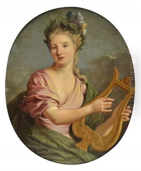 Jeune Femme A La Lyre Oil Painting by Jean Baptiste Nattier