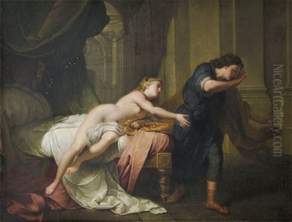 Joseph Sollicite Par La Femme De Putiphar (+ 2 Prints; 3 Works) Oil Painting by Jean Baptiste Nattier