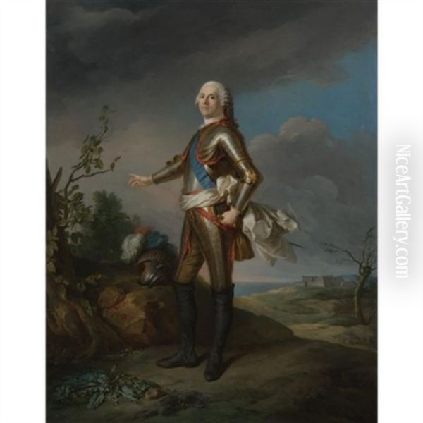 Portrait Of The Duc De Richelieu, Marechal De France Oil Painting by Jean Baptiste Nattier