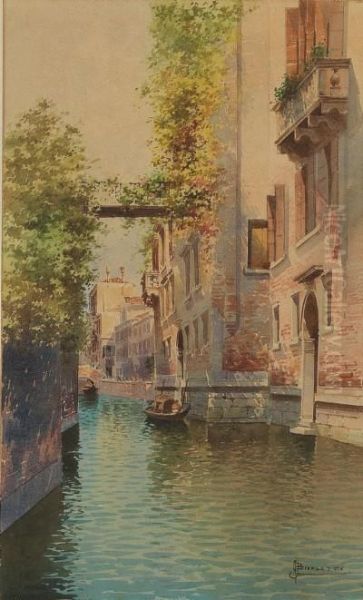 Canale Veneziano Oil Painting by H. Biondetti