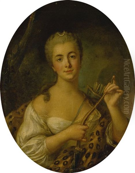 Portrait Of A Lady As Diana Oil Painting by Jean Marc Nattier