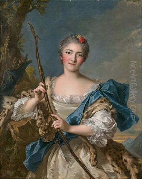 Portrait De Dame En Diane Oil Painting by Jean Marc Nattier