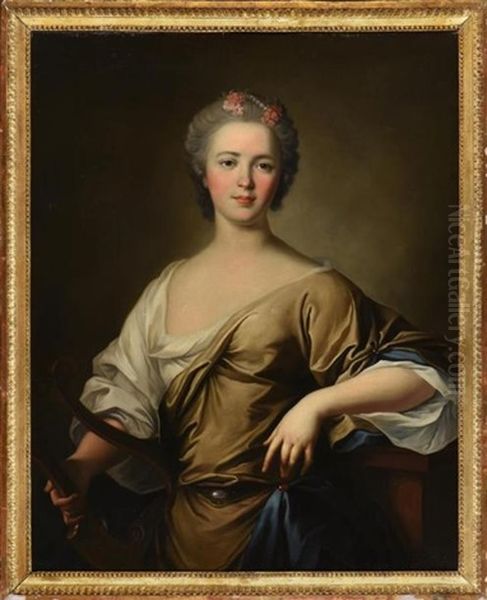 Jeune Femme A La Lyre, Dite En En Erato, Muse De La Poesie Lyrique Oil Painting by Jean Marc Nattier