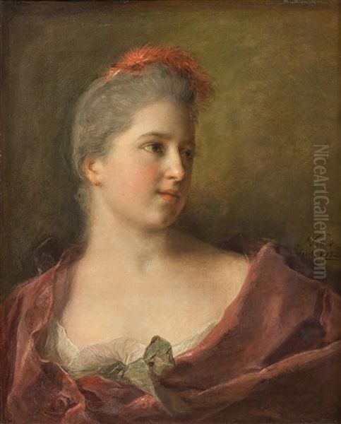 Portrait De Madame Francois-philippe Brochier, Nee Charlotte-claudine Nattier, Fille De L'artiste Oil Painting by Jean Marc Nattier