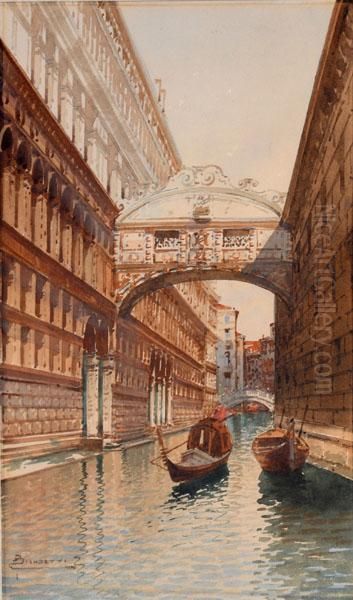 Il Ponte Dei Sospiri Oil Painting by H. Biondetti