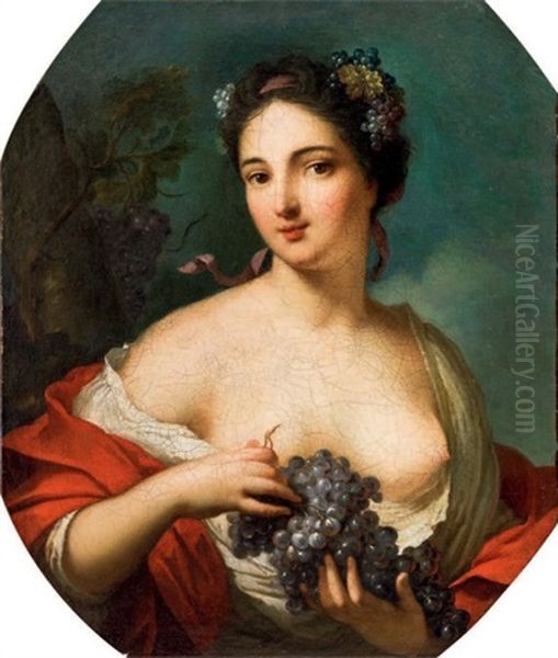 Portrait De Jeune Dame De Qualite En Allegorie De L'automne Oil Painting by Jean Marc Nattier