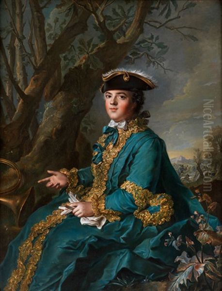 Bildnis Der Marie Louise Elisabeth De Bourbon Im Jagdkostum Oil Painting by Jean Marc Nattier