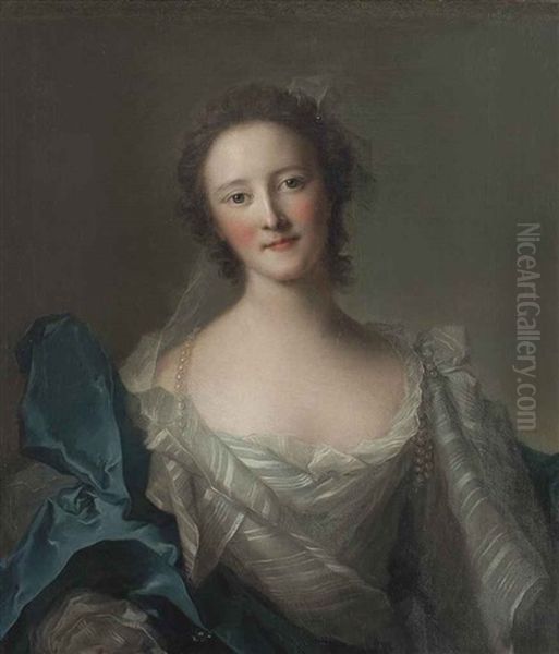 Portrait Of A Lady, Presumed To Be Marie-louise Augustine De Laval-montmorency (1712-1770), Baronne De Thiers Oil Painting by Jean Marc Nattier