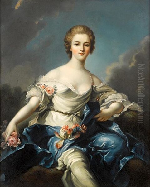 Flora (marquise De Baglion) Oil Painting by Jean Marc Nattier