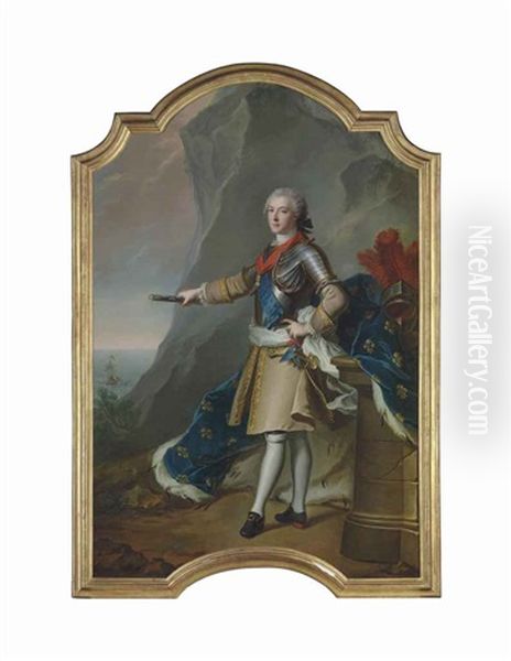 Portrait Of Louis-jean-marie De Bourbon, Duc De Penthievre (1725-1793), Full-length, In A Breastplate With The Sash Of The Order Of Saint Esprit... Oil Painting by Jean Marc Nattier