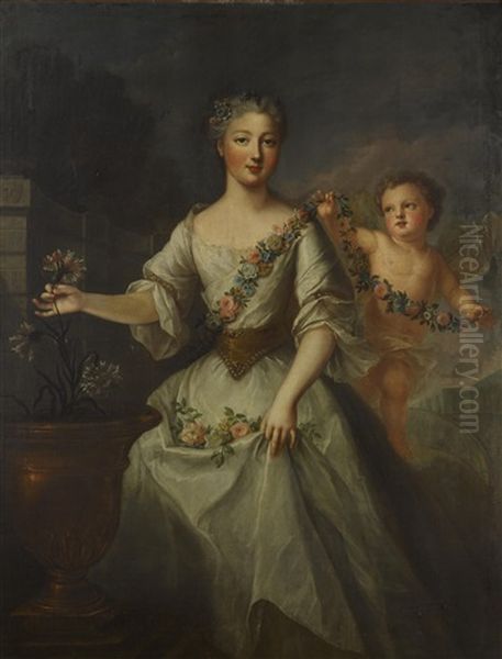 A Portrait Of A Daughter Of Louis Xv Oil Painting by Jean Marc Nattier