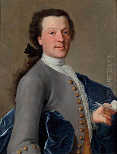 Portrait D'homme A La Lettre Oil Painting by Jean Marc Nattier