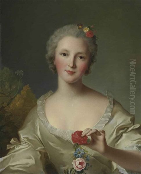 Portrait Of Marguerite-francoise-bernard De Reims, Madame Dupleix De Bacquencourt, Bust-length Oil Painting by Jean Marc Nattier