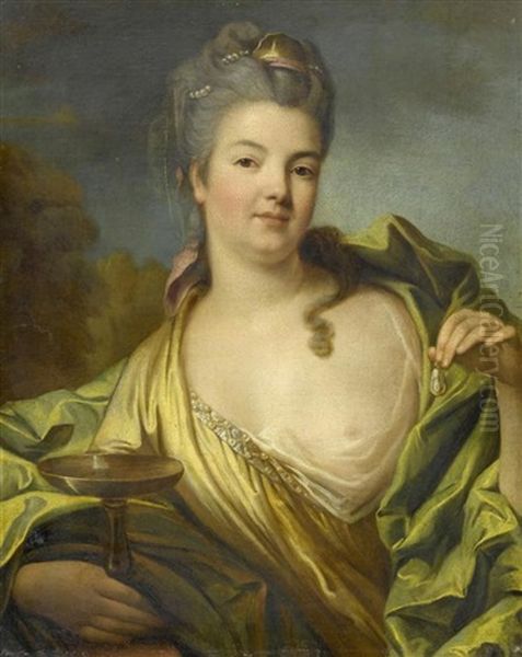 Portrait Einer Jungen Dame Mit Pokal Und Ohrring Oil Painting by Jean Marc Nattier