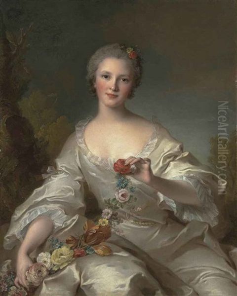 Portrait Of Marguerite-francoise-bernard De Reims, Madame Dupleix De Bacquencourt Oil Painting by Jean Marc Nattier