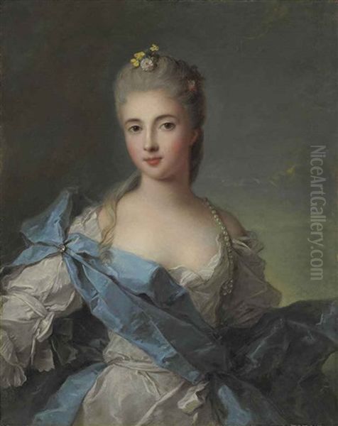 Portrait Of A Lady, Previously Identified As The Duchesse De La Rochefoucauld Oil Painting by Jean Marc Nattier