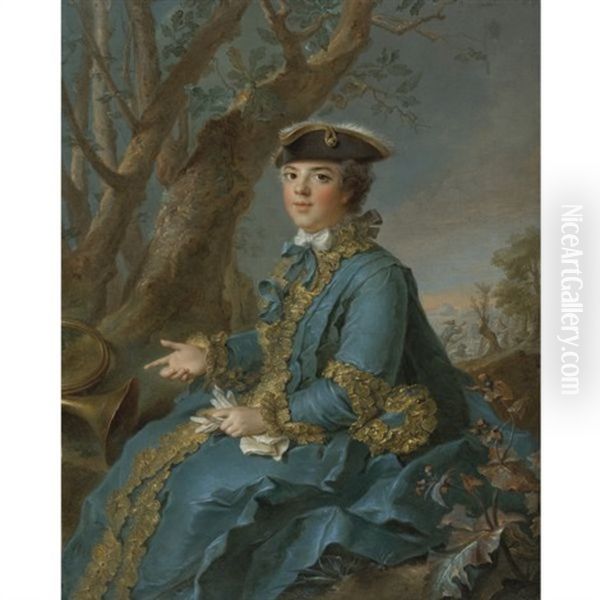 Portrait Of Marie Louise Elisabeth De France, Duchess Of Parma (collab. W/studio) Oil Painting by Jean Marc Nattier