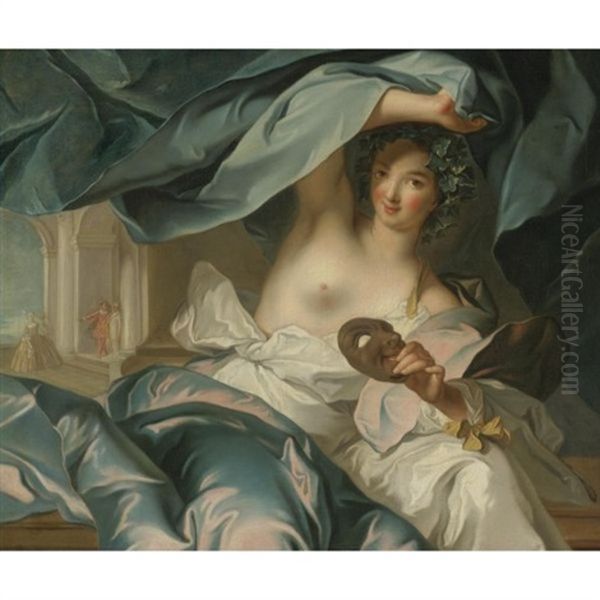 Portrait Of The Duchesse De Chateauroux As Thalia, Muse Of Comedy Oil Painting by Jean Marc Nattier