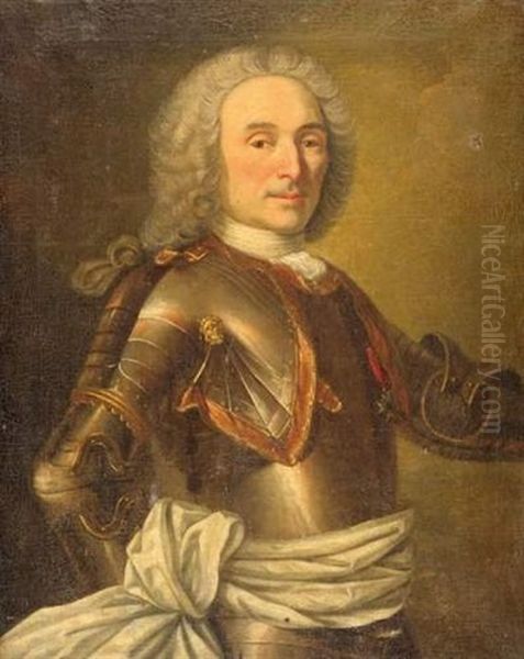 Portrait D'homme En Armure Oil Painting by Jean Marc Nattier