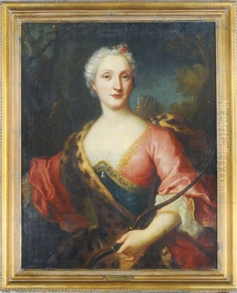 Portrait Of A Lady As Diana Oil Painting by Jean Marc Nattier