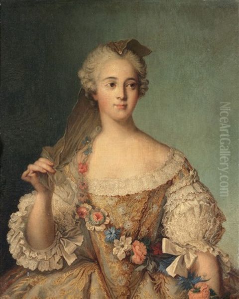 Portrait De Madame Sophie A Fontevrault Oil Painting by Jean Marc Nattier