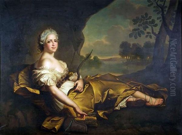 Bildnis Der Madame Adelaide Als Diana Oil Painting by Jean Marc Nattier