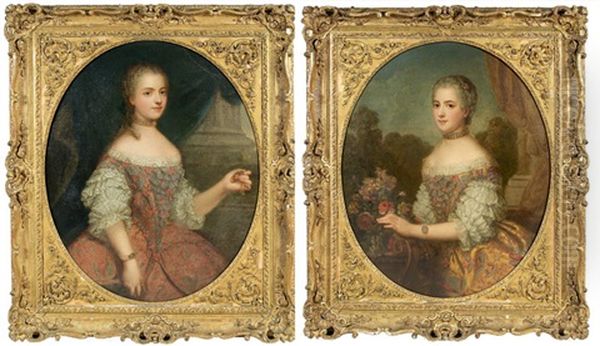 Portraits De Jeunes Femmes (2 Works) Oil Painting by Jean Marc Nattier