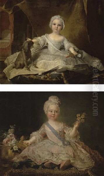 Portrait Presume Du Duc De Bourgogne (+ Portrait De Marie-zephirine De France, Fille Du Dauphin; Pair) Oil Painting by Jean Marc Nattier